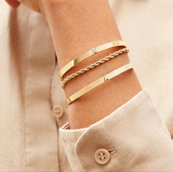 BaubleBar Gold Plated Initial S Cuff Bracelet - Picture 9 of 11